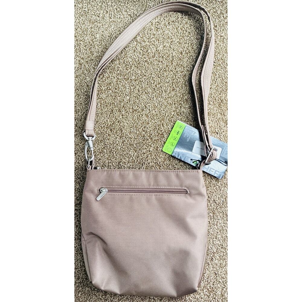 Travelon 5 Point Anti-Theft Security System Tan Classic Mini Shoulder Crossbody - Picture 3 of 11